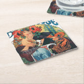 ビエレスドゥラミューズミュシャ スクエアペーパーコースター (アングル)