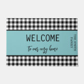 ビエンヴェニダファームハウスブラックバッファロープレイド – ヴェルデアズ ドアマット (正面)