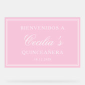 ビエンヴェニドスアラキンセアニラピンクウェルカム誕生日 アクリルサイン (正面)