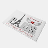 ビエンヴェニュアパリエッフェルタワーハートエンジェルウィングス ドアマット (アングル)