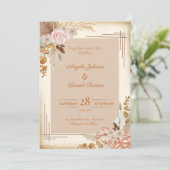 ビエージュをテーマにした花結婚式招待状カード 招待状 (スタンド正面)