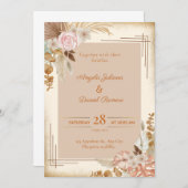 ビエージュをテーマにした花結婚式招待状カード 招待状 (正面/裏面)