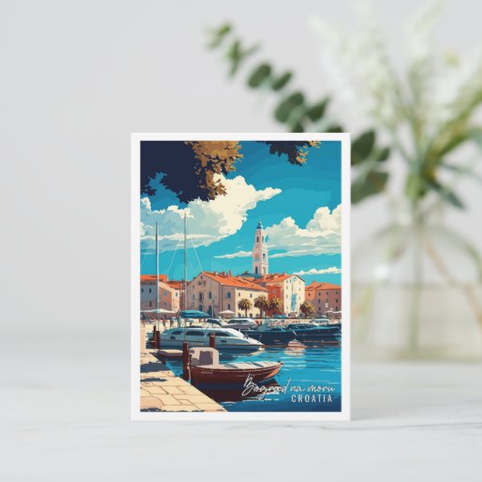 ビオグラードna moruクロアチアヴィンテージ旅行 ポストカード (スタンド正面)
