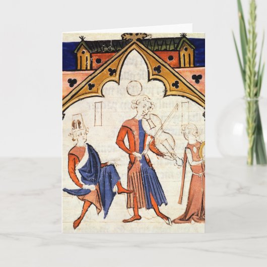 ビオラおよびタンブリンを遊んでいるミュージシャン カード (正面)