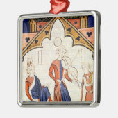 ビオラおよびタンブリンを遊んでいるミュージシャン メタルオーナメント (左)