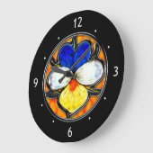 ビオラのステンドグラスの差込み ラージ壁時計 (傾斜)