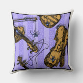 ビオリンとスパイダーズ – ポップ・アートのゴシック悪夢スクエア クッション (裏面)