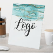 ビカスタムジネスロゴ広告ティール（緑がかった色）インク 台座サイン (インサイチュ)