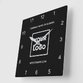 ビカスタムジネスロゴ文字(ミニマル黒) スクエア壁時計 (傾斜)