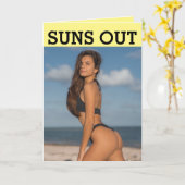 ビキニお尻ガールすべての行事ハローカード カード (黄色い花)