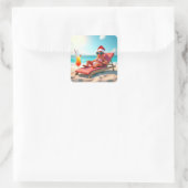 ビキニで日光浴をするクリスマスヒトデ スクエアシール (バッグ)