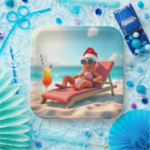 ビキニで日光浴をするクリスマスヒトデ ペーパープレート (パーティー)