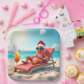 ビキニで日光浴をするクリスマスヒトデ ペーパープレート (パーティー)