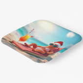 ビキニで日光浴をするクリスマスヒトデ ペーパープレート (傾斜あり)