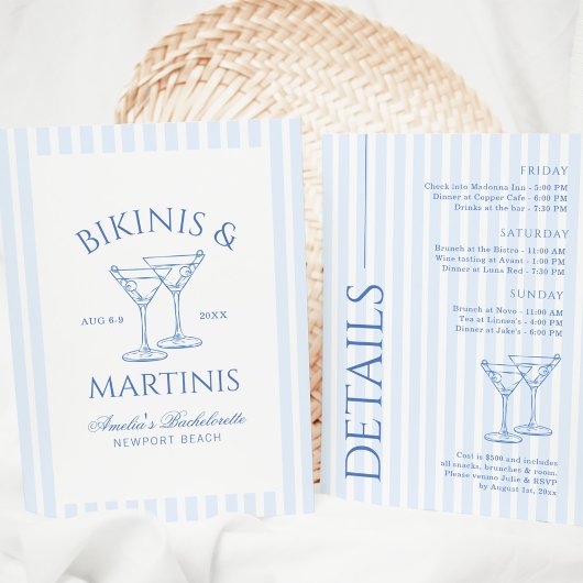 ビキニとマティーニのグリーン独身最後の週末招待状 招待状