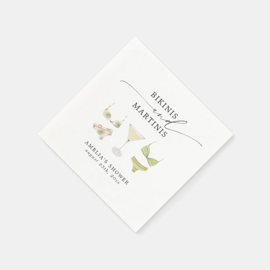 ビキニとマティーニのブライズシャワーパーティー スタンダードカクテルナプキン (角)