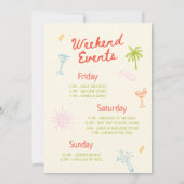 ビキニとマティーニの手描きバチェロレッテ 招待状 (裏面)