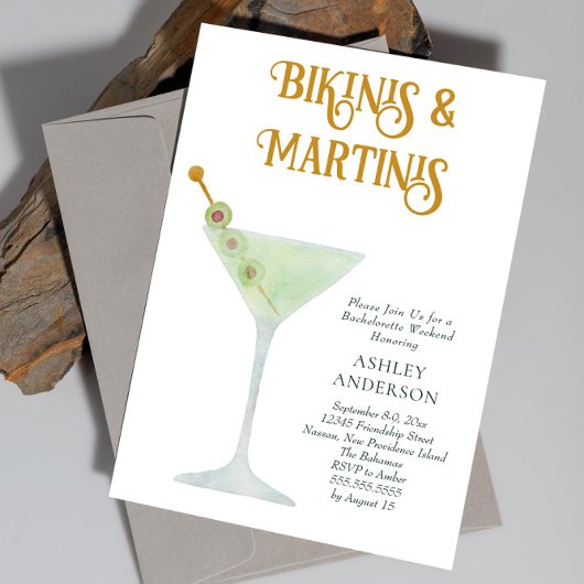 ビキニとマティーニの独身最後の週末パーティー 招待状