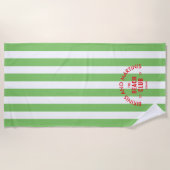 ビキニとマティーニ ザ・ビーチ・クラブ グリーンストライプ ビーチタオル (正面)