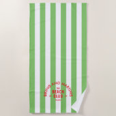 ビキニとマティーニ ザ・ビーチ・クラブ グリーンストライプ ビーチタオル (正面)