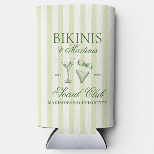 ビキニとマティーニ 緑のストライプ スリム缶クーラー (正面)