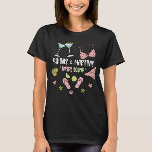ビキニとマティーニ 花嫁チーム ビーチの雰囲気 Tシャツ (正面)