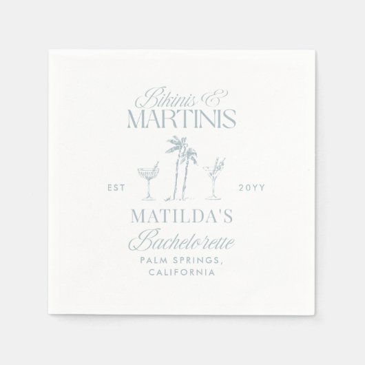 ビキニとマルティニのエレガントヴィンテージバチェロレッテ スタンダードカクテルナプキン (正面)