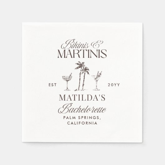 ビキニとマルティニのエレガントヴィンテージバチェロレッテ スタンダードカクテルナプキン (正面)