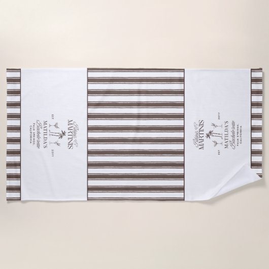 ビキニとマルティニのエレガントヴィンテージバチェロレッテ ビーチタオル (正面)