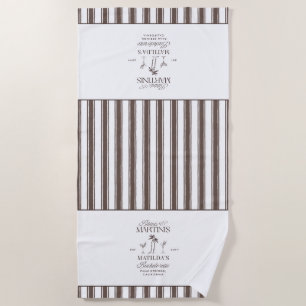 ビキニとマルティニのエレガントヴィンテージバチェロレッテ ビーチタオル