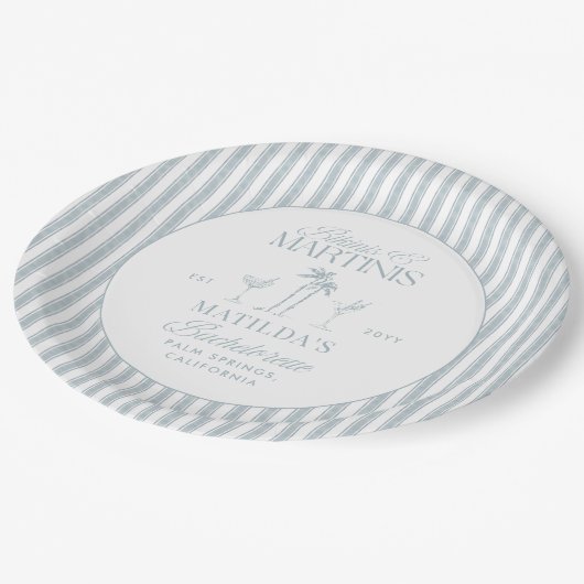 ビキニとマルティニのエレガントヴィンテージバチェロレッテ ペーパープレート (アングル)