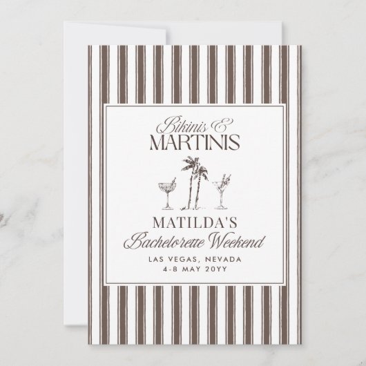 ビキニとマルティニのエレガントヴィンテージバチェロレッテ 招待状 (正面)