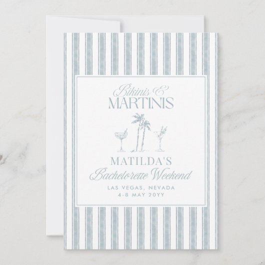ビキニとマルティニのエレガントヴィンテージバチェロレッテ 招待状 (正面)