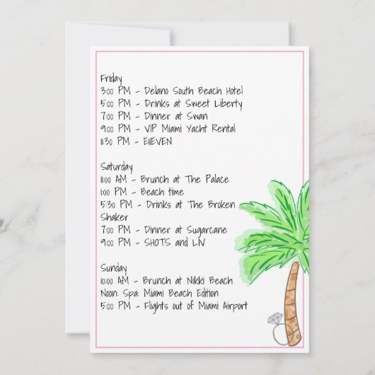 ビキニとマルティニのパーティー週末 招待状 (裏面)