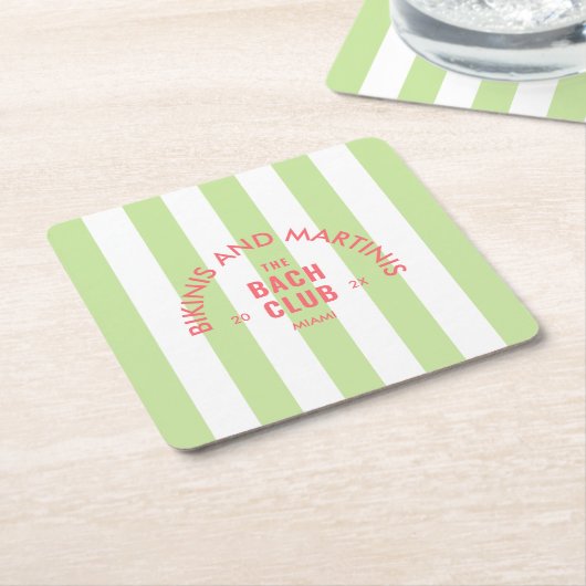 ビキニとマルティーニ バッハクラブ グリーンストライプ スクエアペーパーコースター (アングル)