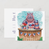 ビキニのカバと7月4日のプールパーティー セーブザデート (正面/裏面)
