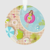 ビキニのプール女子ビーチ オーナメント (裏面)