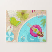 ビキニのプール女子ビーチ ジグソーパズル (横)