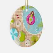 ビキニのプール女子ビーチ セラミックオーナメント (右)