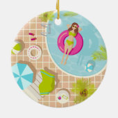 ビキニのプール女子ビーチ セラミックオーナメント (裏面)