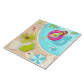 ビキニのプール女子ビーチ タイル (側面)