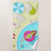 ビキニのプール女子ビーチ ビーチタオル (正面)