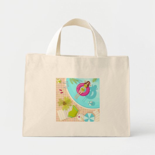 ビキニのプール女子ビーチ ミニトートバッグ (正面)