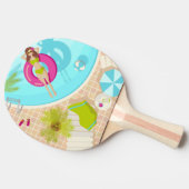 ビキニのプール女子ビーチ 卓球ラケット (横)