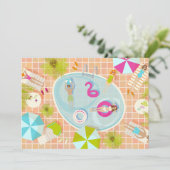 ビキニの女の子と男の子がプールで遊んでる 招待状 (スタンド正面)