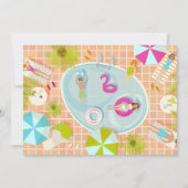 ビキニの女の子と男の子がプールのゲームを楽しむ 招待状 (正面)