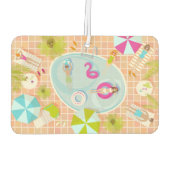 ビキニの女の子と男遊のスイミングプールゲーム カーエアーフレッシュナー (裏面)