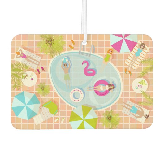 ビキニの女の子と男遊のスイミングプールゲーム カーエアーフレッシュナー (正面)