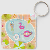 ビキニの女の子と男遊のスイミングプールゲーム キーホルダー (裏面)