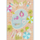 ビキニの女の子と男遊のスイミングプールゲーム シール (正面)